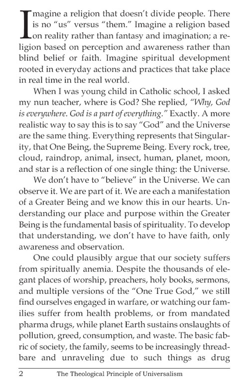 The Theological Principle of Universalism first page.